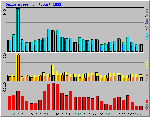 Daily usage for August 2025