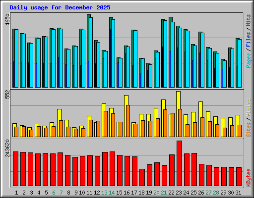 Daily usage for December 2025